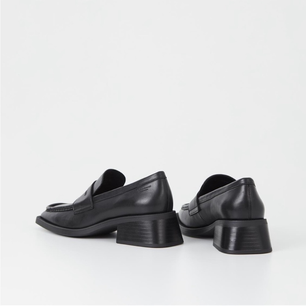 VAGABOND | Blanca Black Leather Block Heel Penny Loafer Square Toe Size EU40 - Picture 5 of 5